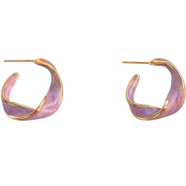 Korean cream white drop glaze French circle temperament earrings women's 2022 new trendy design niche earrings - Image 5