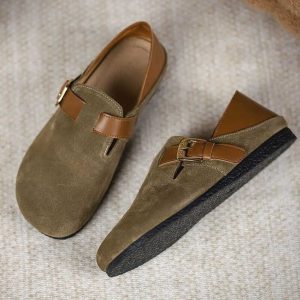Nubuck Birkenstock women's shoes 2025 new spring and autumn all-inclusive two soft soles and flat comfortable and versatile women's single shoes