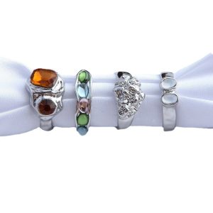 European and American niche design multi-color retro fashion ring color resin temperament ring women's ring set of four pieces