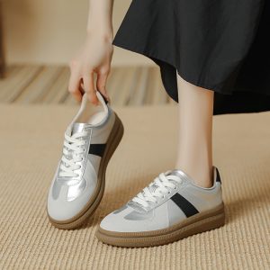 German training shoes retro women's shoes 2025 new couple casual board shoes versatile flat white shoes leather Forrest Gump shoes women