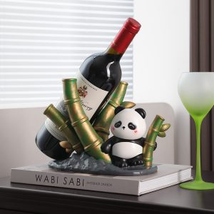 Light luxury high-end panda home wine rack resin ornaments wine cabinet living room office desktop decorations housewarming gifts