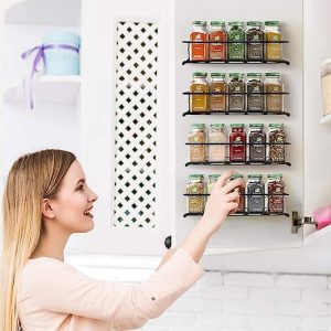 Cross border metal storage rack kitchen wall mounted spice rack punching-free kitchen cabinet door storage shelf spice rack