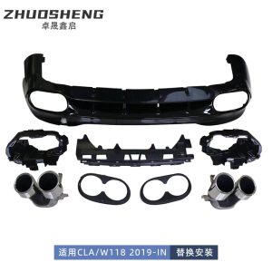 It is suitable for Mercedes-Benz CLA-class W118 modification CLA45 AMG tail lip four-out tail throat small surround kit modification