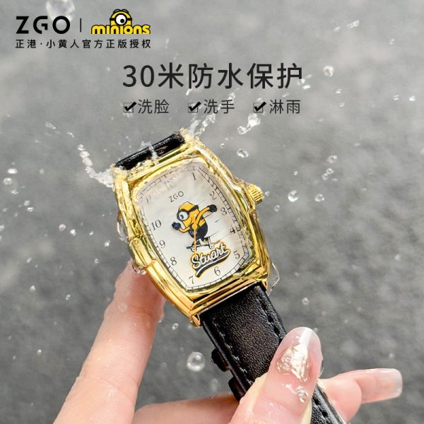Minions co-branded vintage watch women's gold high-end sense women's niche French quartz watch women's model - Image 4
