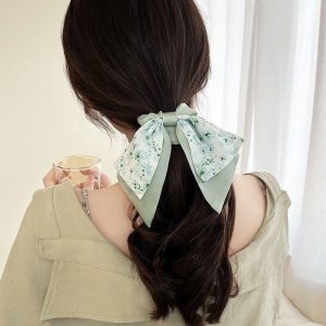 Floral bow large intestine scrunchie, women's hair rubber band, ins style, high appearance, small fresh headband, girl's hair accessories
