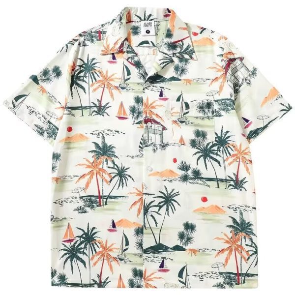 New Men's Printed Short Sleeve Floral Shirt Hawaiian Youth Ruffian Handsome Versatile Shirt Casual Fashion Vintage Inch Shirt - Image 5