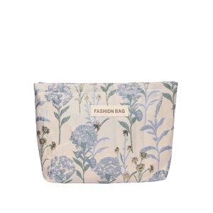 INS cream embroidery flower premium sense makeup bag large capacity water milk storage bag women's makeup portable clutch