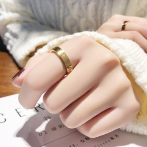Titanium steel bathable simple and generous titanium steel ring women's fashion is trendy niche design exquisite decoration ring pair ring