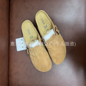 Spot BK Birstock Shoes Soft Sole Wrap Half Slippers Women's Spring 2025 Couple One Foot Slip Slip Leather Birkenstock Shoes