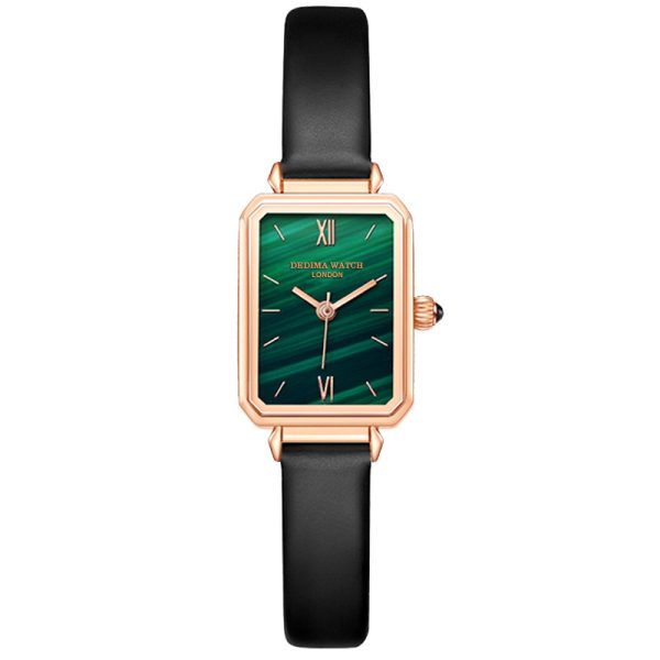 Fashion waterproof women's watch simple temperament ins wind malachite texture dial net red with the same square small green watch - Image 6