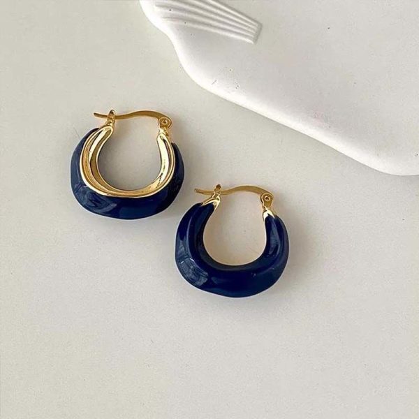 South Korea's new French vintage Klein blue earrings have a niche design and temperament, spring and summer earrings are new in 2022 - Image 4