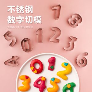 9 Piece Set of Stainless Steel Digital Steamed Bun Mold Cookies DYI Cake Decoration Fondant Cutting Mold Biscuit Tools