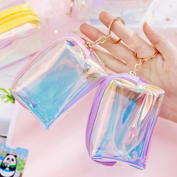Korea new ins girl heart transparent laser coin purse student mini coin keychain pack spot wholesale - Image 4