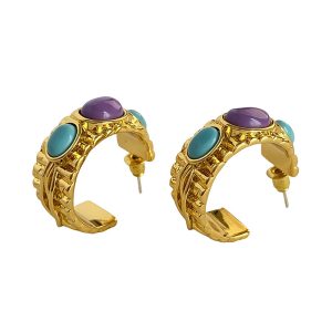 French niche design Aurel*eBide*mann vintage gemstone earrings vintage turquoise earrings for women
