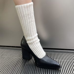 Quality calfskin thick heel pumps 2025 new four seasons commuter business black leather pointed toe women's shoes