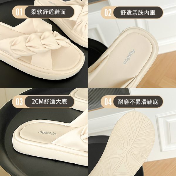 Ogu Shiden slippers are worn by women wearing the new fairy style soft bottom flat flat line beach cool slippers in the summer of 2023 - Image 2