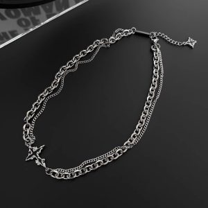 Europe and the United States dissolve dark cross necklace men's high-end titanium steel clavicle chain boys ruffian accessories hip-hop trend