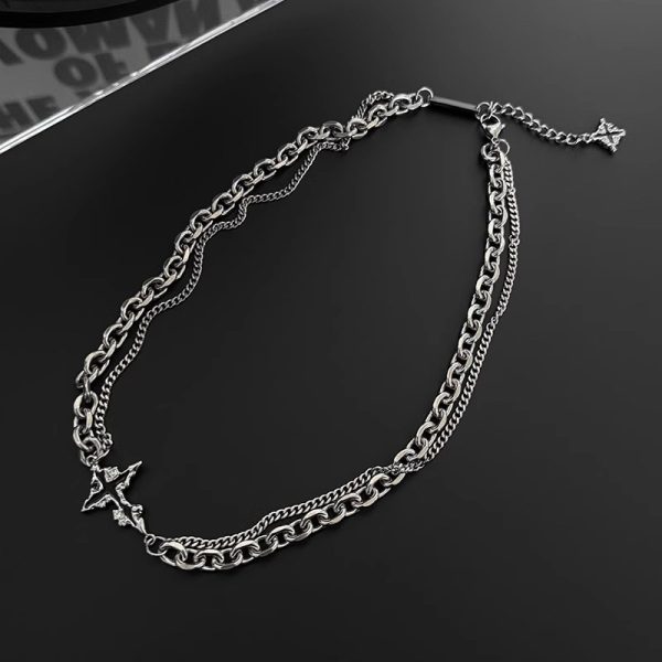 Europe and the United States dissolve dark cross necklace men's high-end titanium steel clavicle chain boys ruffian accessories hip-hop trend - Image 2