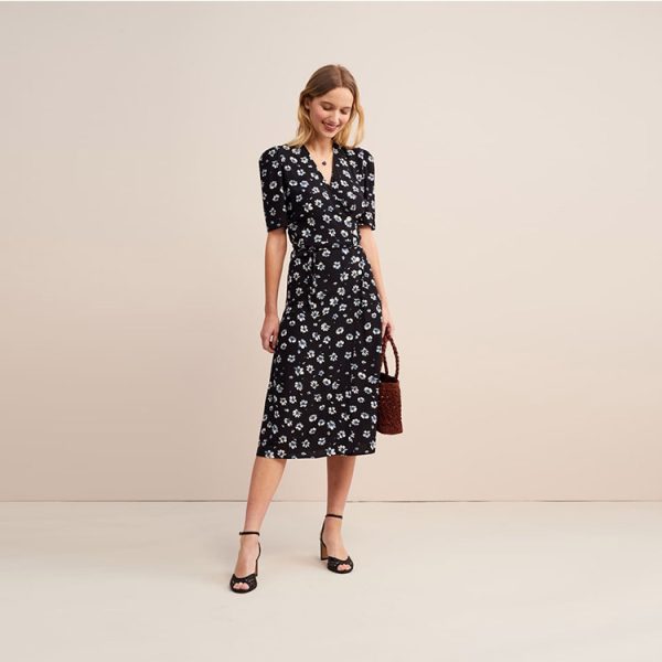 114# spot Ref rayon printed floral tea break dress 2022 summer new French retro style women's clothing - Image 2