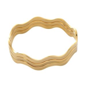 ins style multi-layer layered stainless steel bracelet high-end design temperament wavy gold titanium steel bracelet jewelry