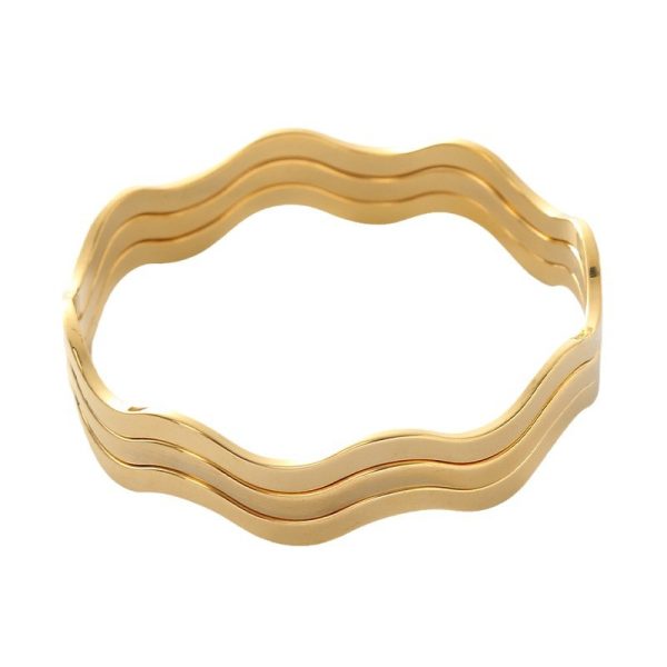 ins style multi-layer layered stainless steel bracelet high-end design temperament wavy gold titanium steel bracelet jewelry - Image 5