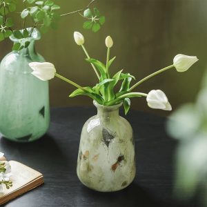 Green second-hand glass vase ornaments, creative water living room, TV cabinet, porch, flower arrangement, ornaments, French glass