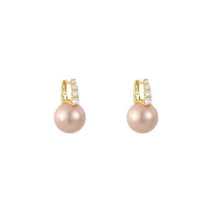 Pearl earrings 2024 new hot high-end sense light luxury high-end French square round face 2024 earrings stud pendant women