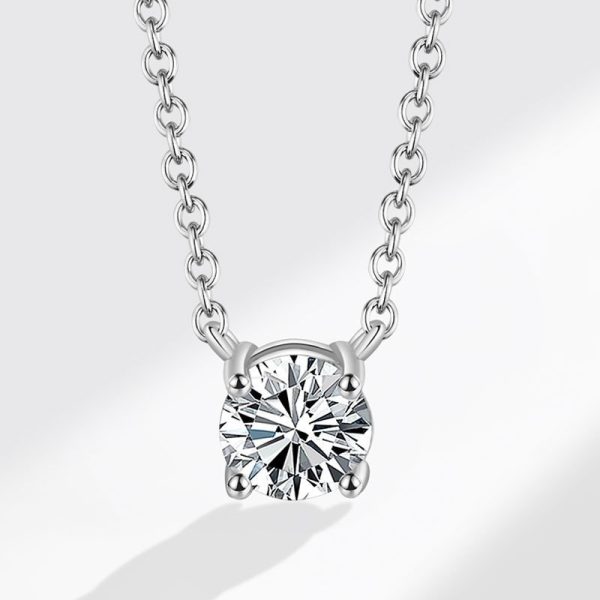 S925 sterling silver plated 14K yellow gold, one-carat four-prong single diamond, super flash temperament, Japanese and South Korea, light luxury, clavicle chain necklace women - Image 5
