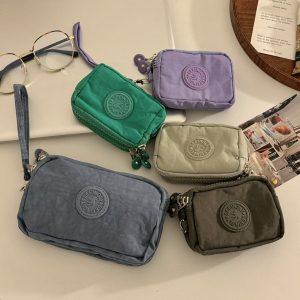 Korean version of the fabric hand-held coin purse ladies long fashion three-layer zipper large-capacity large-screen mobile phone key bag