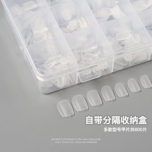 600pcs boxed mom raw nail nail sheets, ultra-thin and non-marking matte grinding short trapezoidal nail patches wearable nail sheets