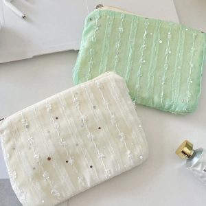 5675 Sequin Three-Dimensional Chiffon Flower Coin Purse Miscellaneous Key Organizer Bag Girls' Personal Belongings Storage Bag