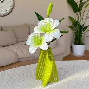 Simulated lily flower green plant decoration flower decoration living room dining table plastic vase light luxury fake floral ornament