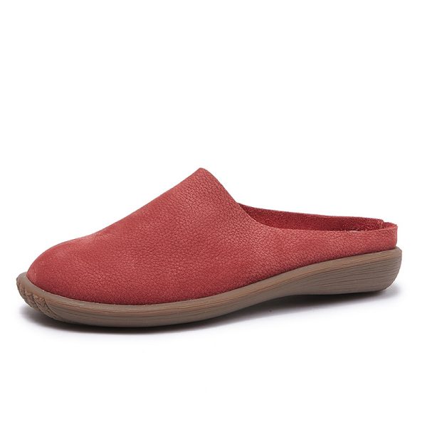 2025 spring/summer new flat cowhide toe sandals soft-soled soft-faced leather semi-slippers comfortable and versatile women's shoes - Image 5
