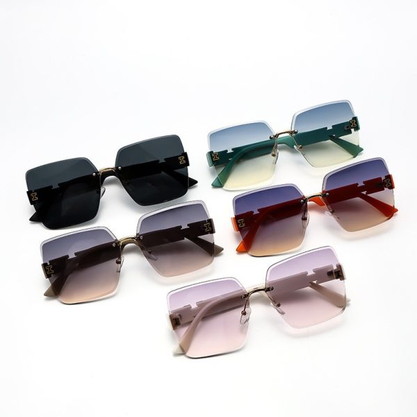 Big brand high-end trendy slimming UV protection gradient sunglasses women's summer sunscreen rimless sunglasses women's sunglasses - Image 4