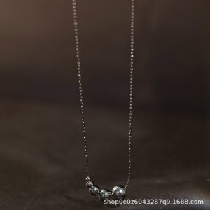European and American simple five blessing gold bead necklace women's non-fading, high-end sense of cold, wind-plated 18k gold, temperament, trendy accessories