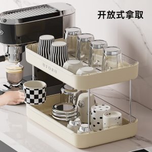 Home desktop shelves, kitchen living room, large capacity cup holder, with drain tray, light luxury high-end cup storage rack