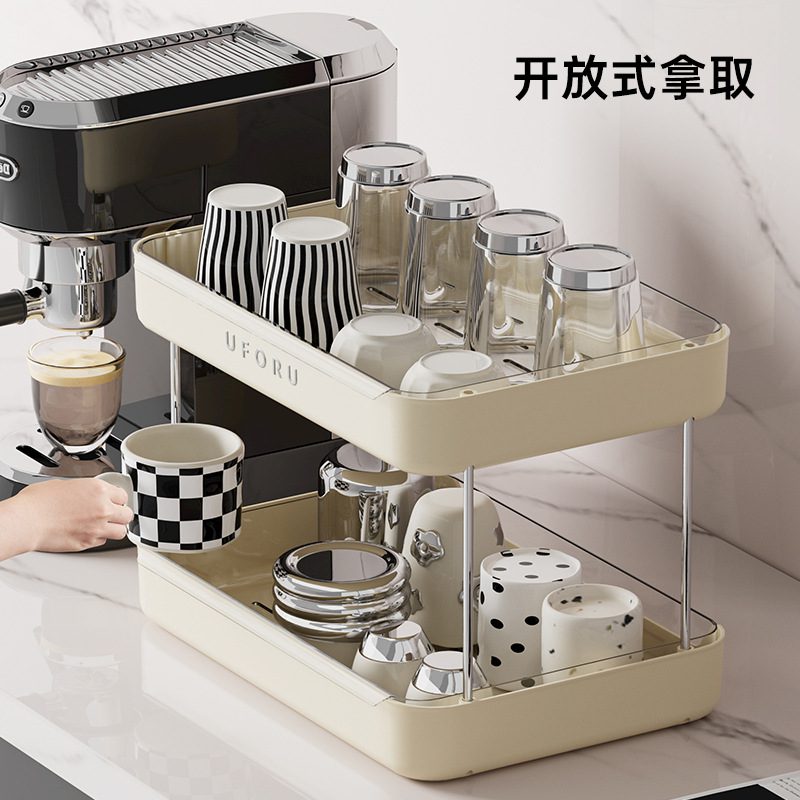 Home desktop shelves, kitchen living room, large capacity cup holder, with drain tray, light luxury high-end cup storage rack - Image 3