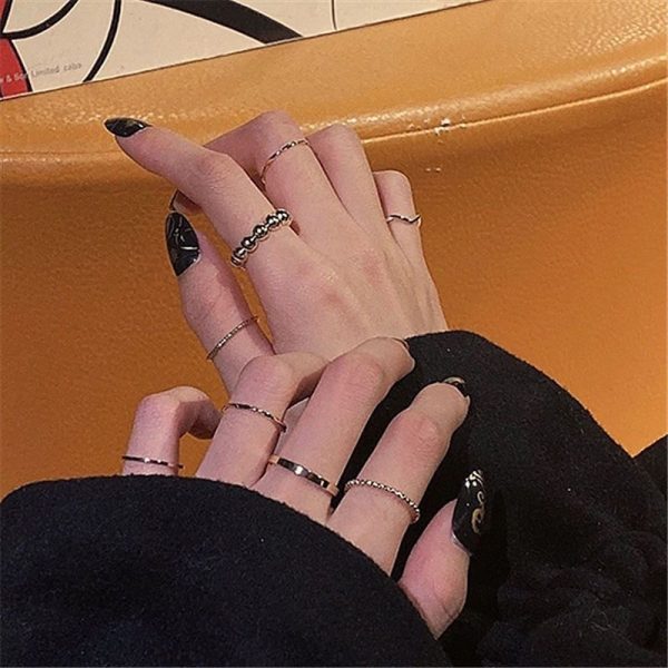 8 rings female fashion personality ins tide retro index finger ring cold wind Japanese style light luxury net red tail ring hand jewelry