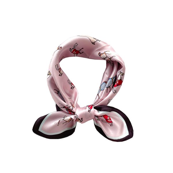 European-style retro pony mulberry silk silk scarf female Korean version is easy to wear a small square scarf, professional commuting collar scarf, thin square scarf - Image 5