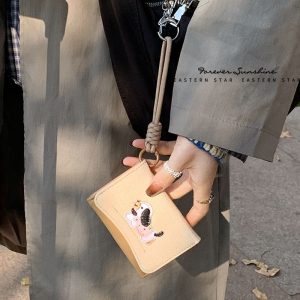 ins dachshund dog cloth sticker Korean cute simple card holder multifunctional ladies anti-lanyard wallet WALLET