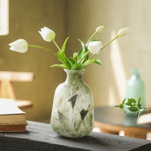 Green second-hand glass vase ornaments, creative water living room, TV cabinet, porch, flower arrangement, ornaments, French glass