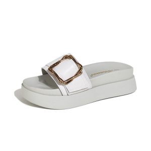 Genuine leather version ~ slippers women's outer wear 2025 new summer fashion and versatile platform non-slip women's slippers on the beach