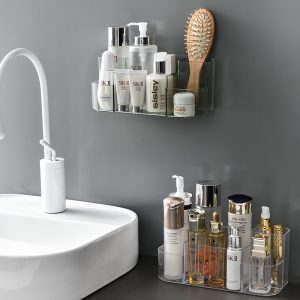 Plastic wall mounted cosmetic storage box home bathroom free toilet compartment toiletry rack