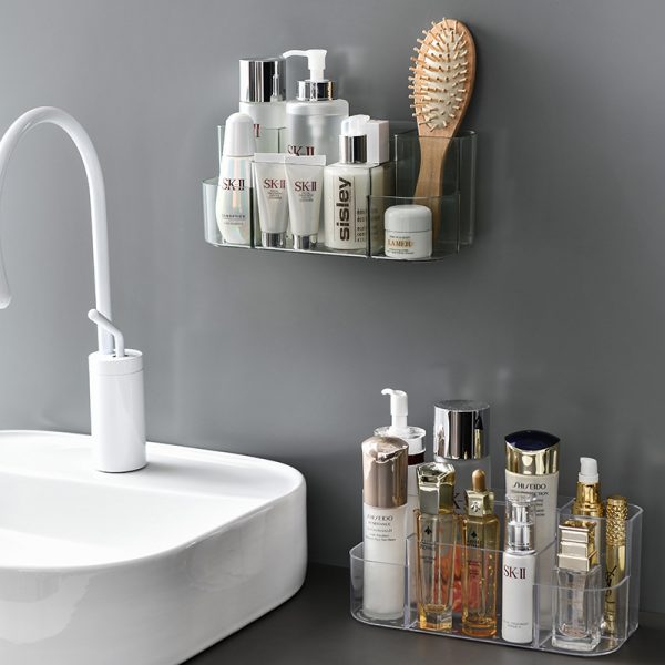 Plastic wall mounted cosmetic storage box home bathroom free toilet compartment toiletry rack