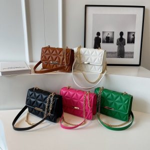 Cross-border bag women's bag 2025 new tide lattice chain hand-held small square bag texture casual shoulder crossbody bag women