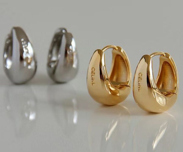 French Celi Earrings Women's Gold Hoops Premium Copper Plated 18k Real Gold Circle Earrings Earrings Plain Ring Earrings