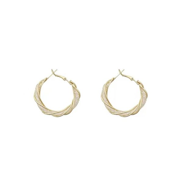 French simple crystal hollow winding circle earrings 2023 new feminine high-end earring buckle earrings - Image 5