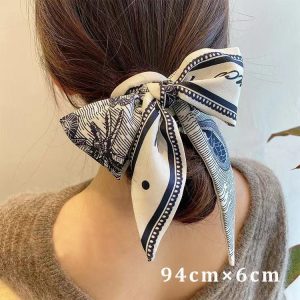 French elegant silk scarf, retro head tie, hair rope, hair tie, hair tie, women's hair tie, flowing collar scarf, tide tie hair silk scarf