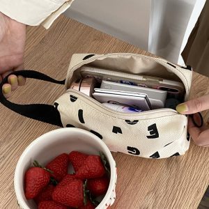 Ye language niche design letter printed bag woman personality versatile bag clutch bag large capacity pen bag storage bag