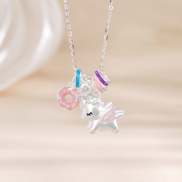 S925 sterling silver enamel sweet dream unicorn necklace women's pendant high-end light luxury style macaron cute collarbone chain - Image 3